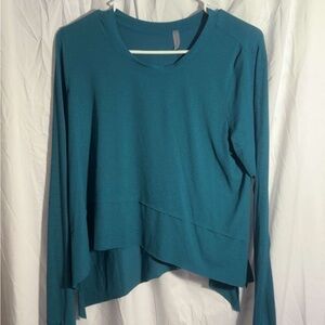 Teal Asymmetrical Long Sleeve Top